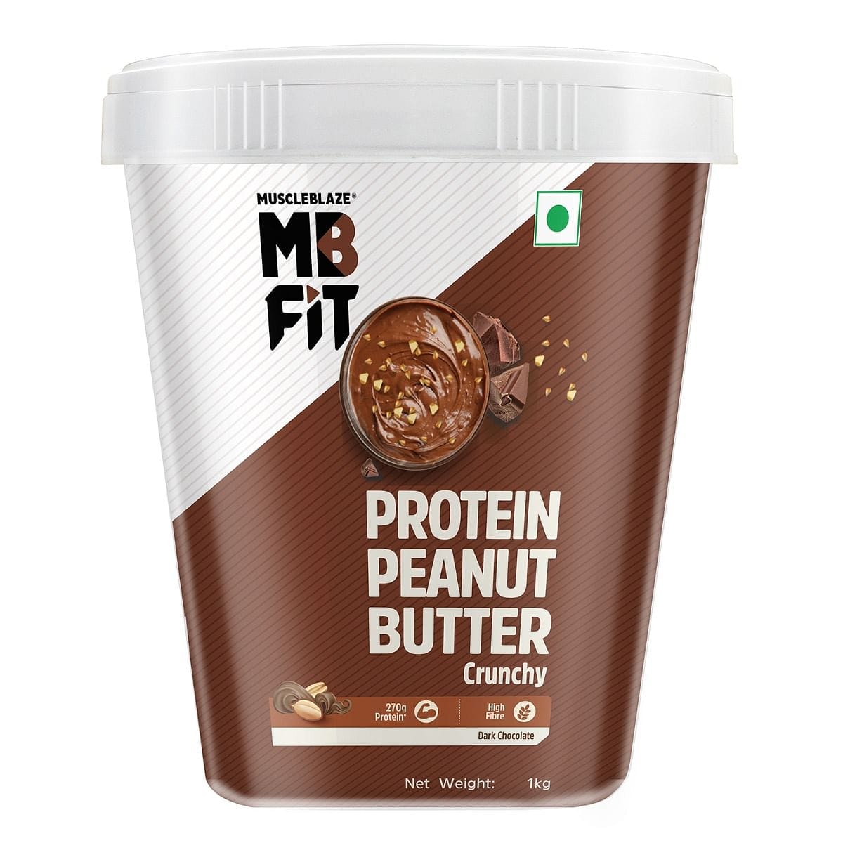 MuscleBlaze Protein Peanut Butter Crunchy | 27g Protein | High Fiber - | Dark Chocolate Flavour 1kg