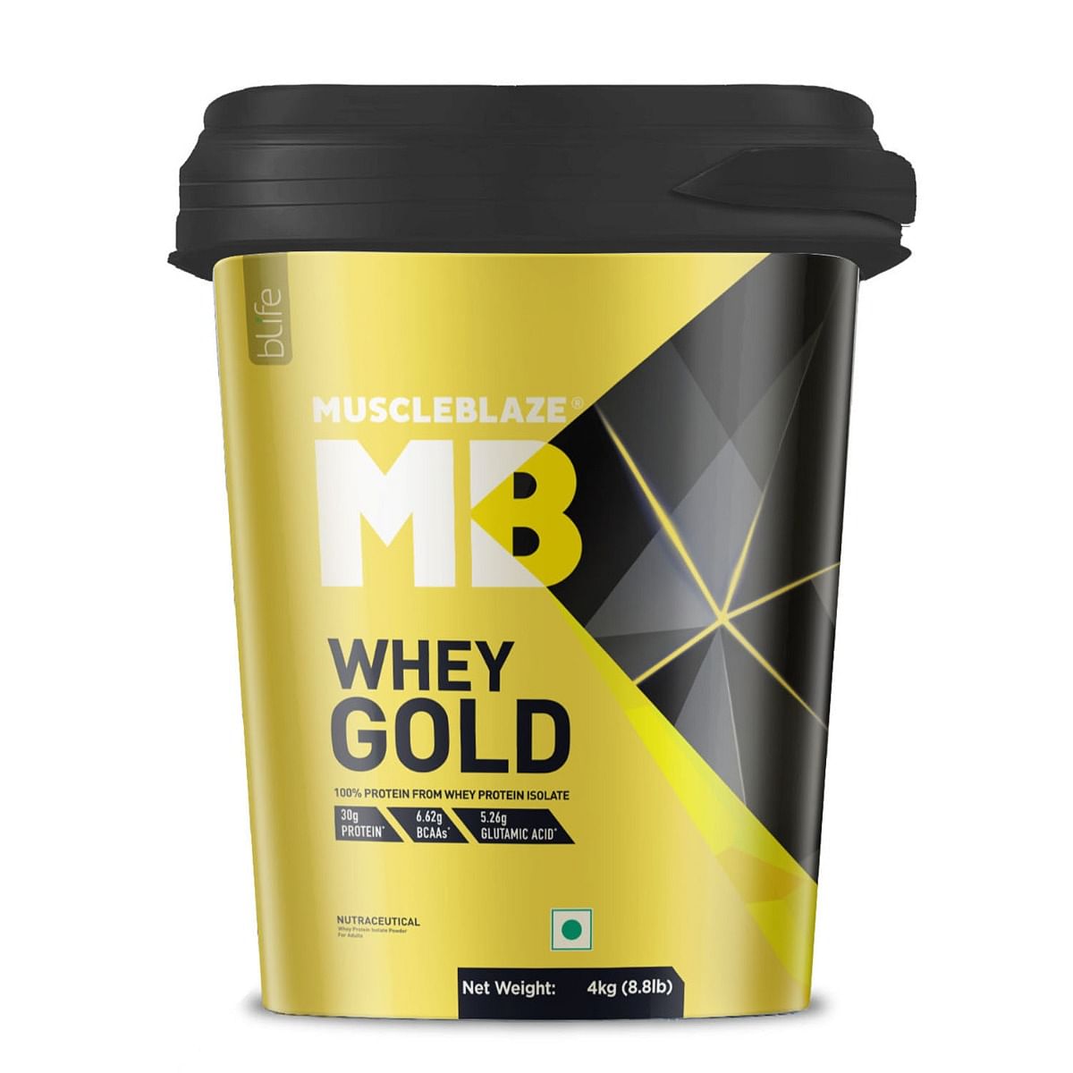 

MuscleBlaze Whey Gold, 100% Whey Protein Isolate, Labdoor USA Certified, 30g Whey Protein Per Scoop (Rich Milk Chocolate, 4kg / 8.8lb)
