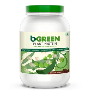BGreen Vegan Plant Protein Powder 1kg | Chocolate | 27 Servings | 25 g Protein | Pea Protein Isolate | No Added Sugar | Complete Amino Acid Profile