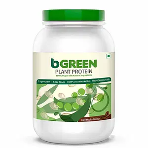 BGreen Vegan Plant Protein Powder 1kg | Cafe Mocha | 27 Servings | 25 g Protein | Pea Protein Isolate | No Added Sugar | Complete Amino Acid Profile