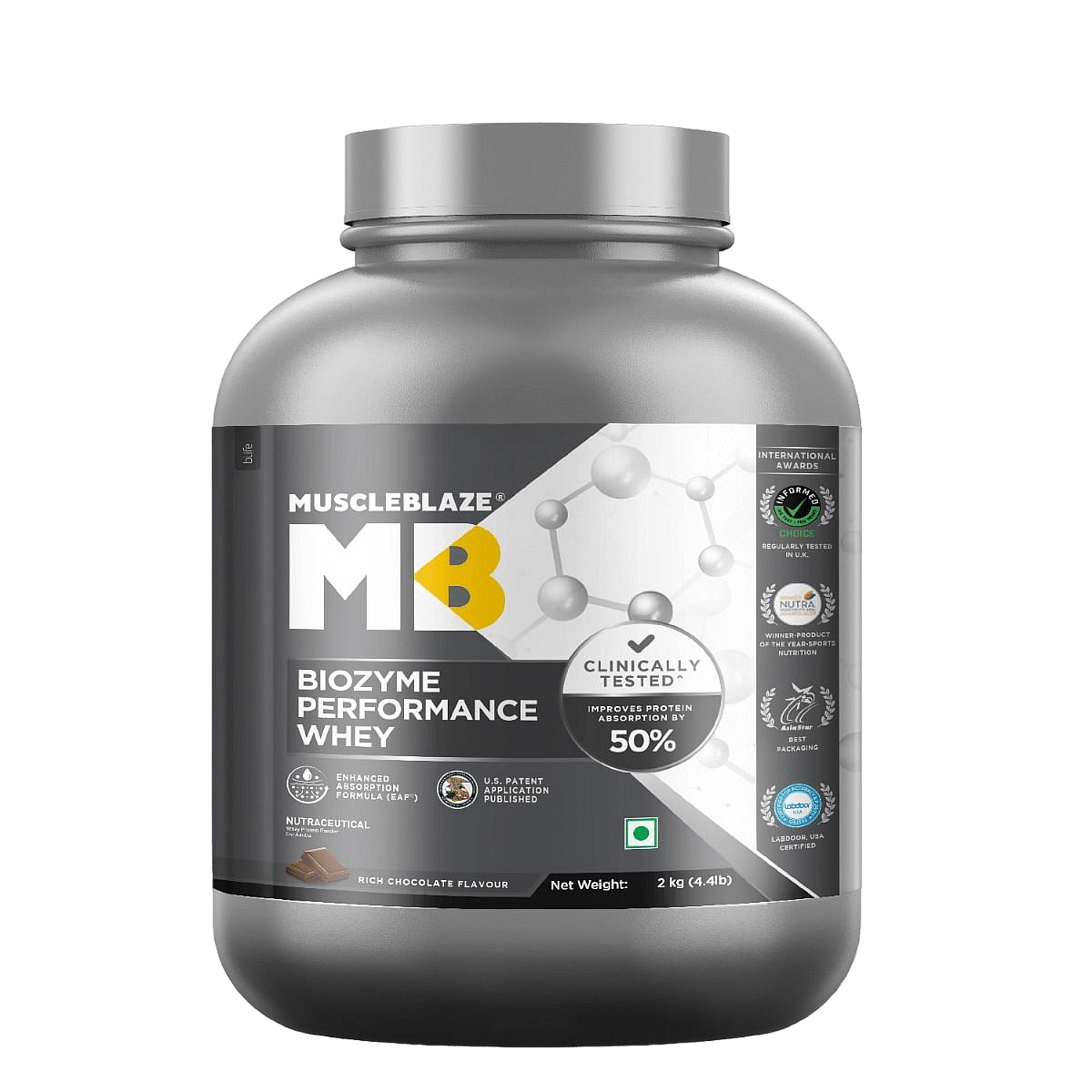 

MuscleBlaze MB Biozyme Performance Whey 2kg | 55 Servings | Rich Chocolate Flavour | Muscle Gain