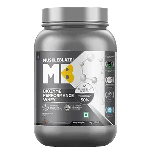 MuscleBlaze MB Biozyme Performance Whey Protein | Clinically Tested 50% Higher Protein Absorption | Informed Choice UK, Labdoor USA Certified & US Patent Filed EAFÃ‚ Rich Chocolate