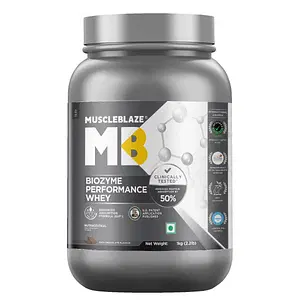 MuscleBlaze MB Biozyme Performance Whey Protein | Clinically Tested 50% Higher Protein Absorption | Informed Choice UK, Labdoor USA Certified & US Patent Filed EAFÃ‚ Rich Chocolate