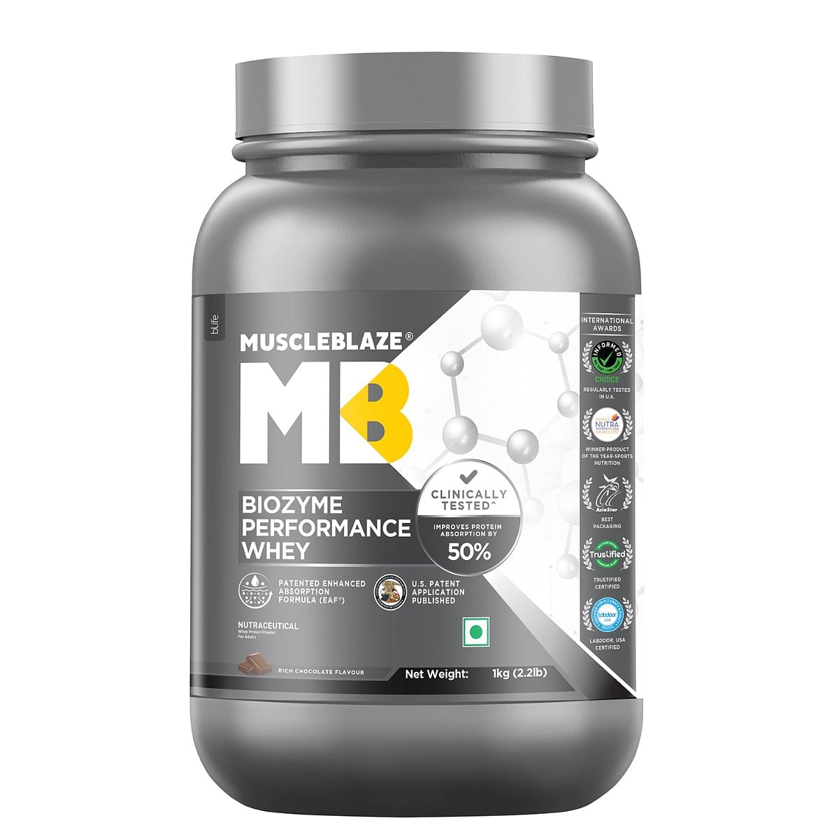 

MuscleBlaze MB Biozyme Performance Whey 1kg | 28 Serving | Rich Chocolate Flavour | Muscle Gain