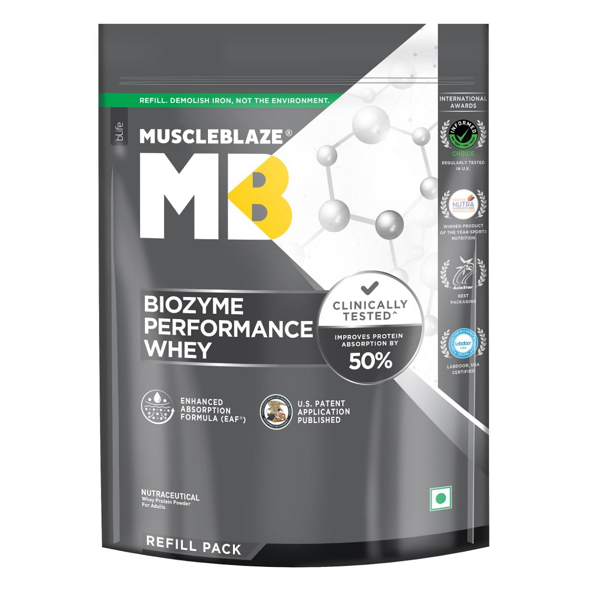 

MuscleBlaze Biozyme Performance Whey Protein | Clinically Tested 50% Higher Protein Absorption | Informed Choice UK, Labdoor USA Certified & US Pat...