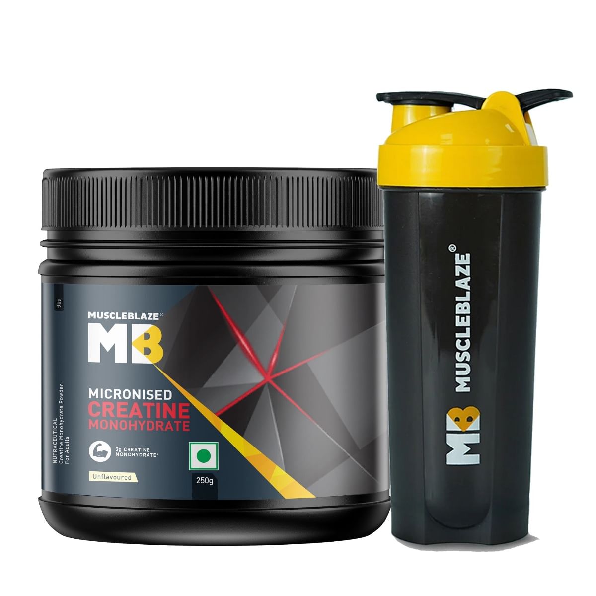 

MuscleBlaze Micronized Creatine Monohydrate Powder, Unflavoured (83 Servings, 250g) with Shaker