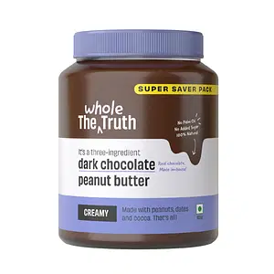 The Whole Truth - Supersaver Pack | Dark Chocolate Peanut Butter | 925 g | Creamy | No Added Sugar | No Artificial Sweeteners | Vegan | No Gluten | No Preservatives | 100% Natural