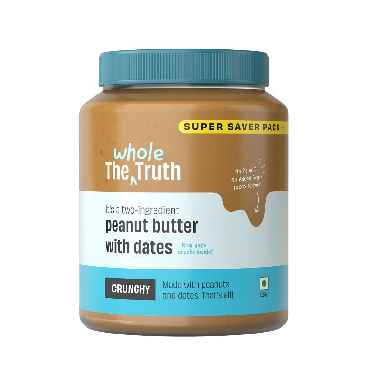 

The Whole Truth - SuperSaver Peanut Butter With Dates Sweetened | 925g | Crunchy | No Added Sugar | No Artificial Sweeteners | No Palm Oil | Gluten...