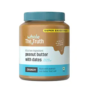 The Whole Truth - SuperSaver Peanut Butter With Dates (Sweetened) | 925 g | Crunchy | No Added Sugar | No Artificial Sweeteners | No Palm Oil | Vegan | Gluten Free | No Preservatives | 100% Natural
