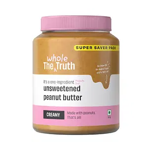 The Whole Truth - Supersaver Pack | Unsweetened Peanut Butter | 925 g | Creamy | No Added Sugar | High Protein | No Artificial Sweeteners | Vegan | No Gluten & Soy | No Preservatives | 100% Natural