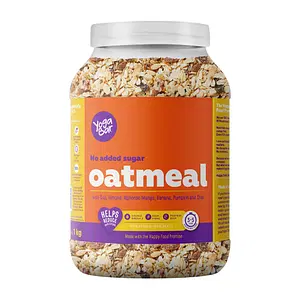 Yogabar No Added Sugar Oatmeal 1kg - with Alphonso Mango, Chia Seeds and Real Fruits & Berries - Rich in Fibre & Protein