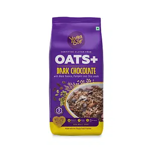 Yogabar Dark Chocolate Oats - Gluten Free Whole Oatmeal for Breakfast - Healthy Breakfast Cereal with High Protein Oats - Healthy Dessert Pudding -