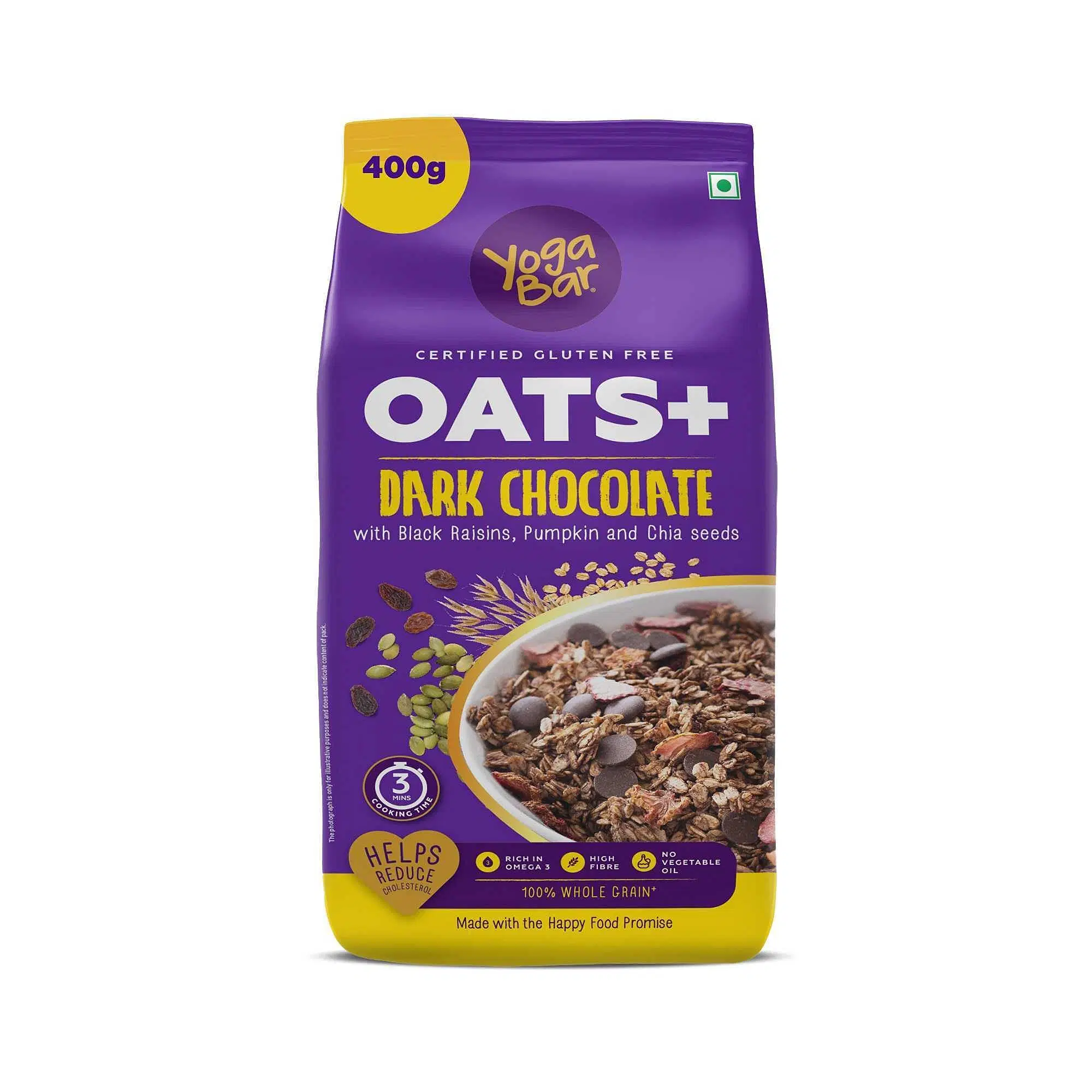 Buy Yogabar 20g Chocolate Protein Oats 850g - Rolled oats 400 Pouch