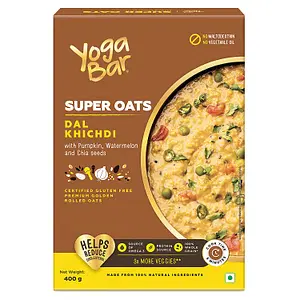 Yogabar Dal Khichdi Masala 400g | Premium Oats with High Fibre, 100% Whole Grain, Non GMO | Gluten Free Golden Oats for Weight Loss | Wholegrain Oats