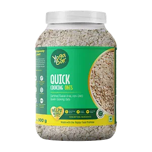 Yogabar Quick Cooking Oats 900g | Ready to Cook, Gluten Free Oats, 100% Whole Grain, Non GMO | Protein Rich Healthy Food with No Added Sugar | 900 gm