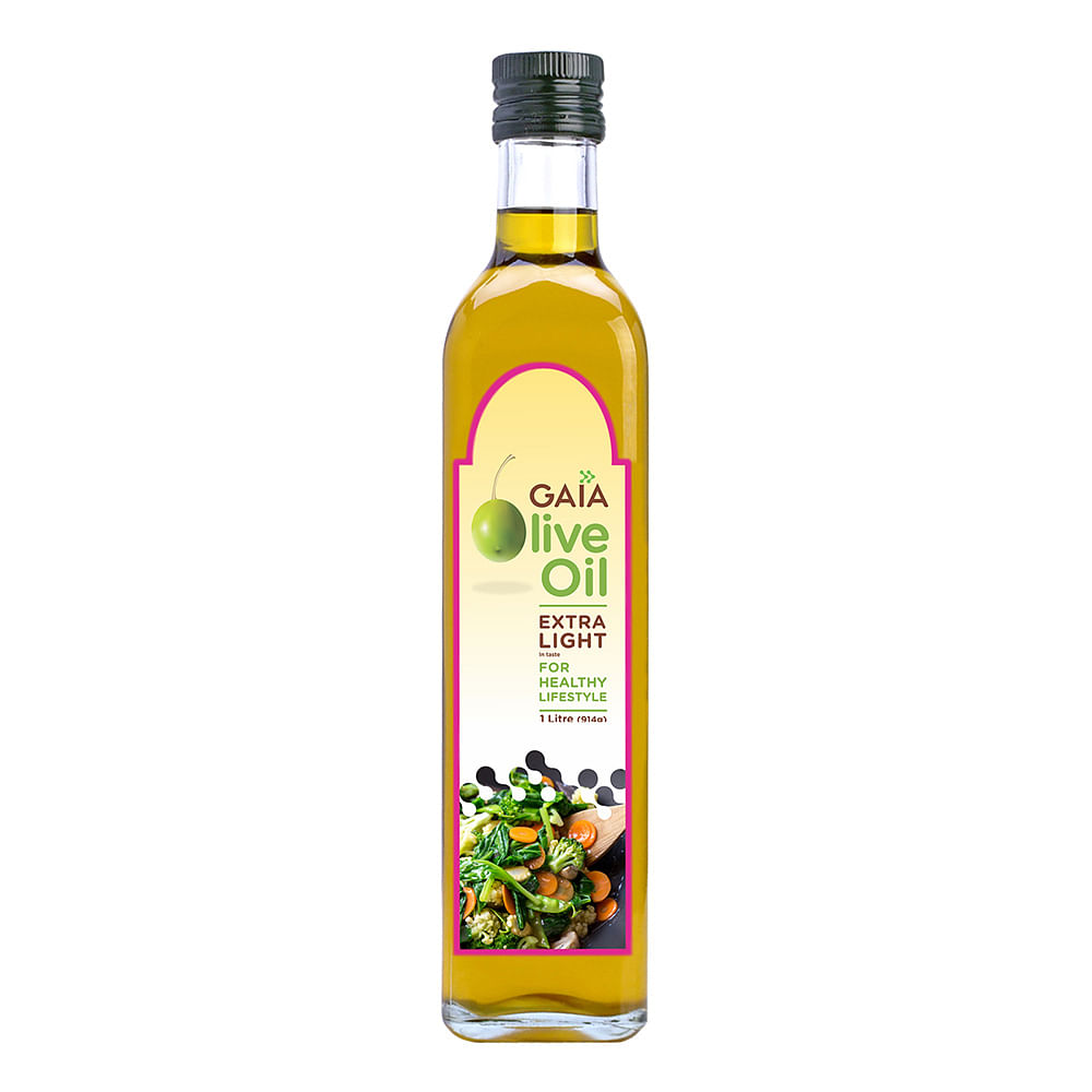 

Gaia Extra Light Olive Oil (1L Bottle Pack) Incredibly Healthy with Zero Cholesterol and Low Saturated Fat, Good for Frying, Roasting, Baking and A...