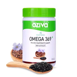 Oziva Plant Based Omega 3 6 9 Multivitamin Supplement For Men & Women (1000 Mg Vegan Omega Oil Concentrate With Flaxseed & Blackseed Oil) Fatty Acids (60 Capsules)