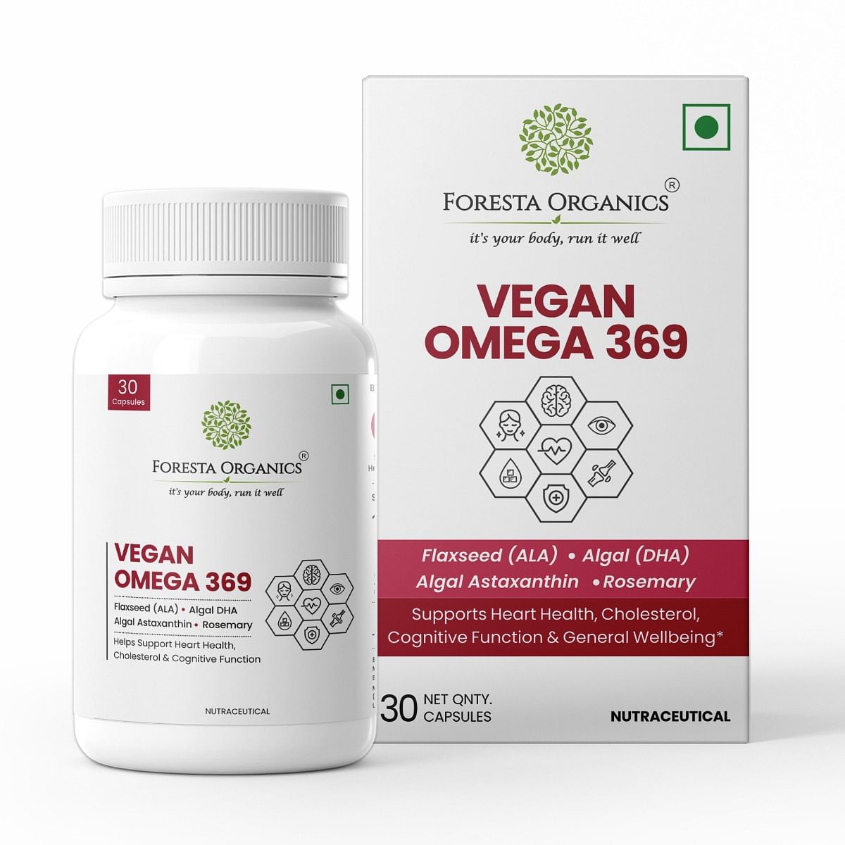 

Foresta Organics Omega 3:6:9 Vegan with Flaxseed and Safflower Extract 30 Capsules