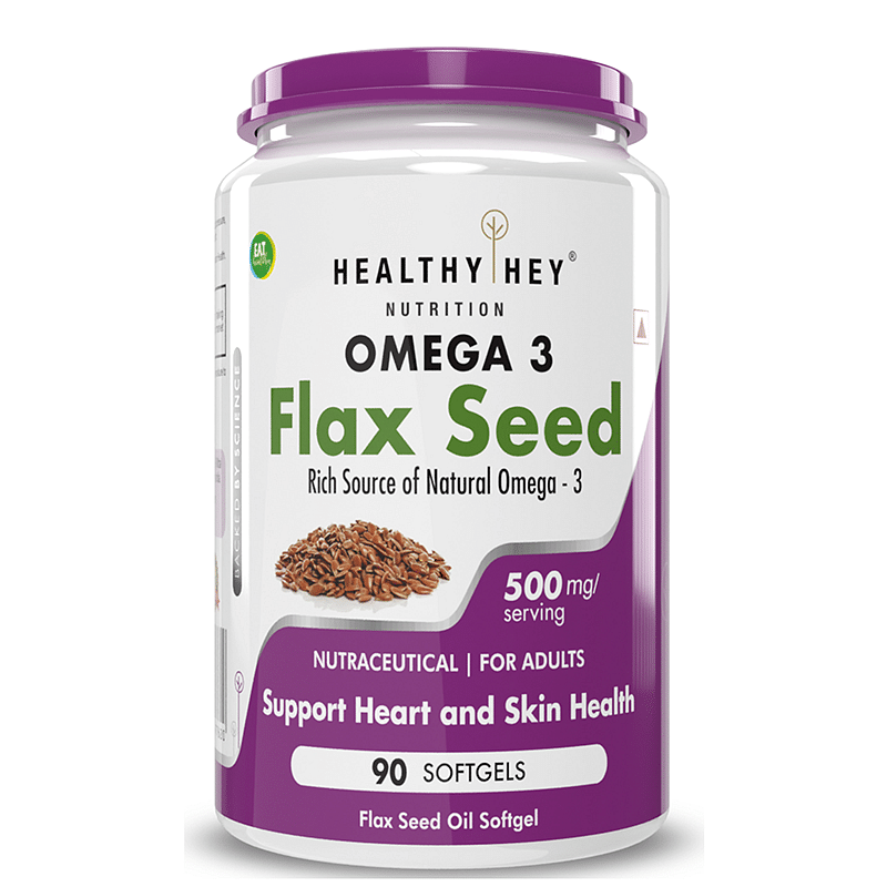 

HealthyHey Flaxseed Oil with Vitamin E - 500 mg - Omega-3 - 90 Softgels