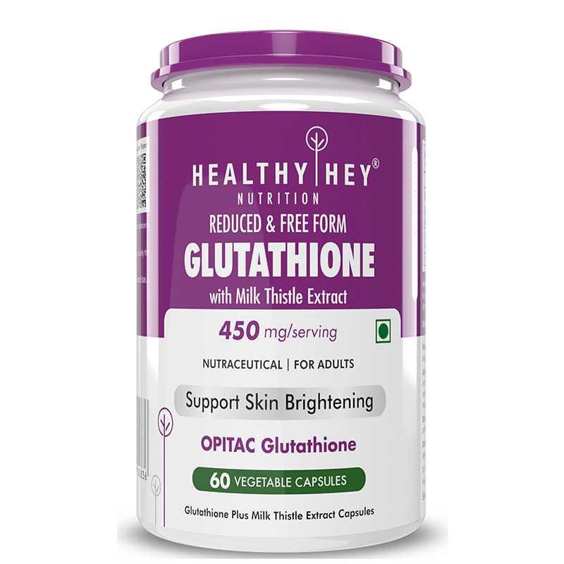 

HealthyHey Nutrition Reduced Glutathione with Milk Thistle - Support Skin Lightening & Liver Health - Produced in Japan - 60 Veg Capsules