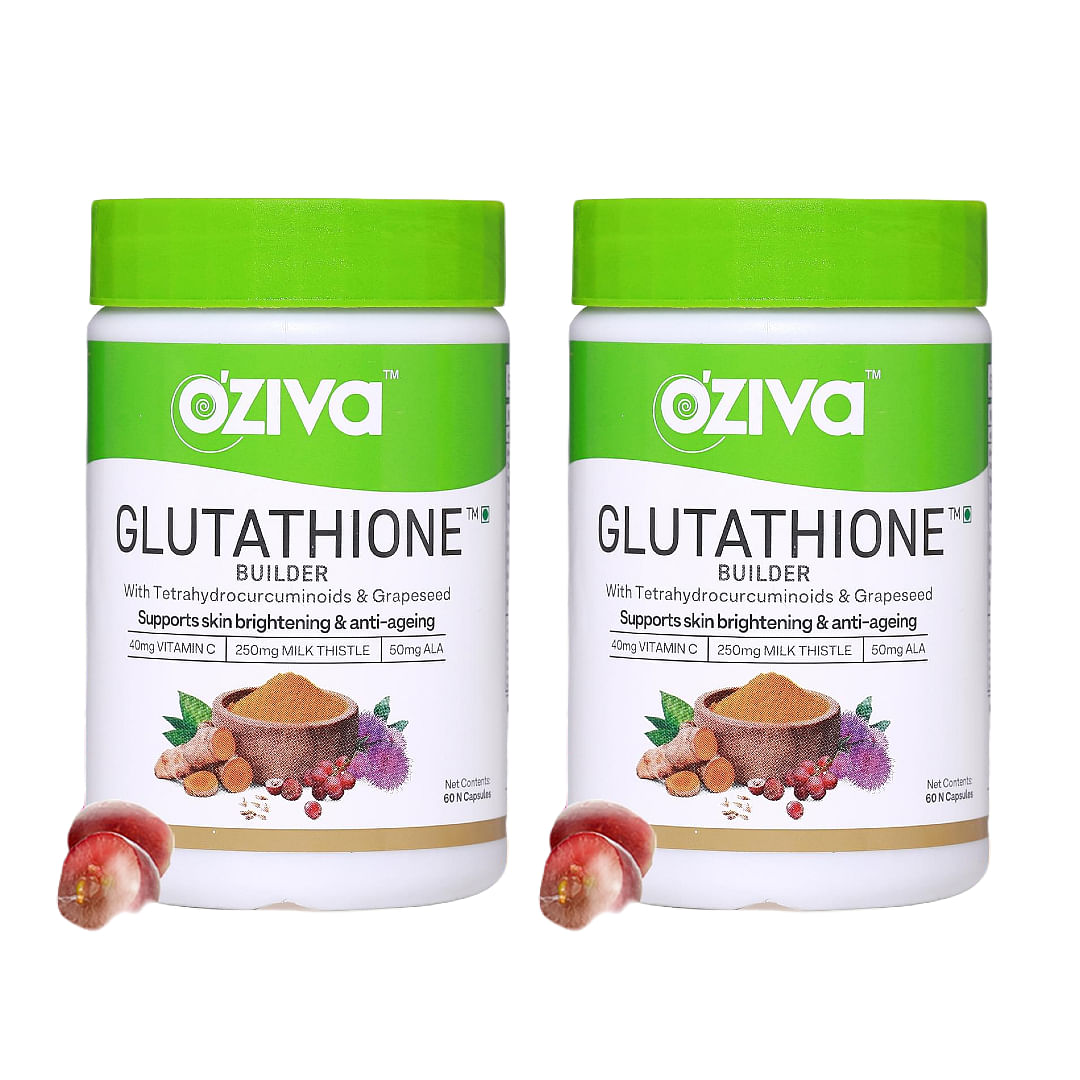

OZiva Plant Based Glutathione Builder | Glutathione Builder for Hydration& Powerful Antioxidant | with Skin Vitamins Grapeseed & Milk Thistle 120 caps