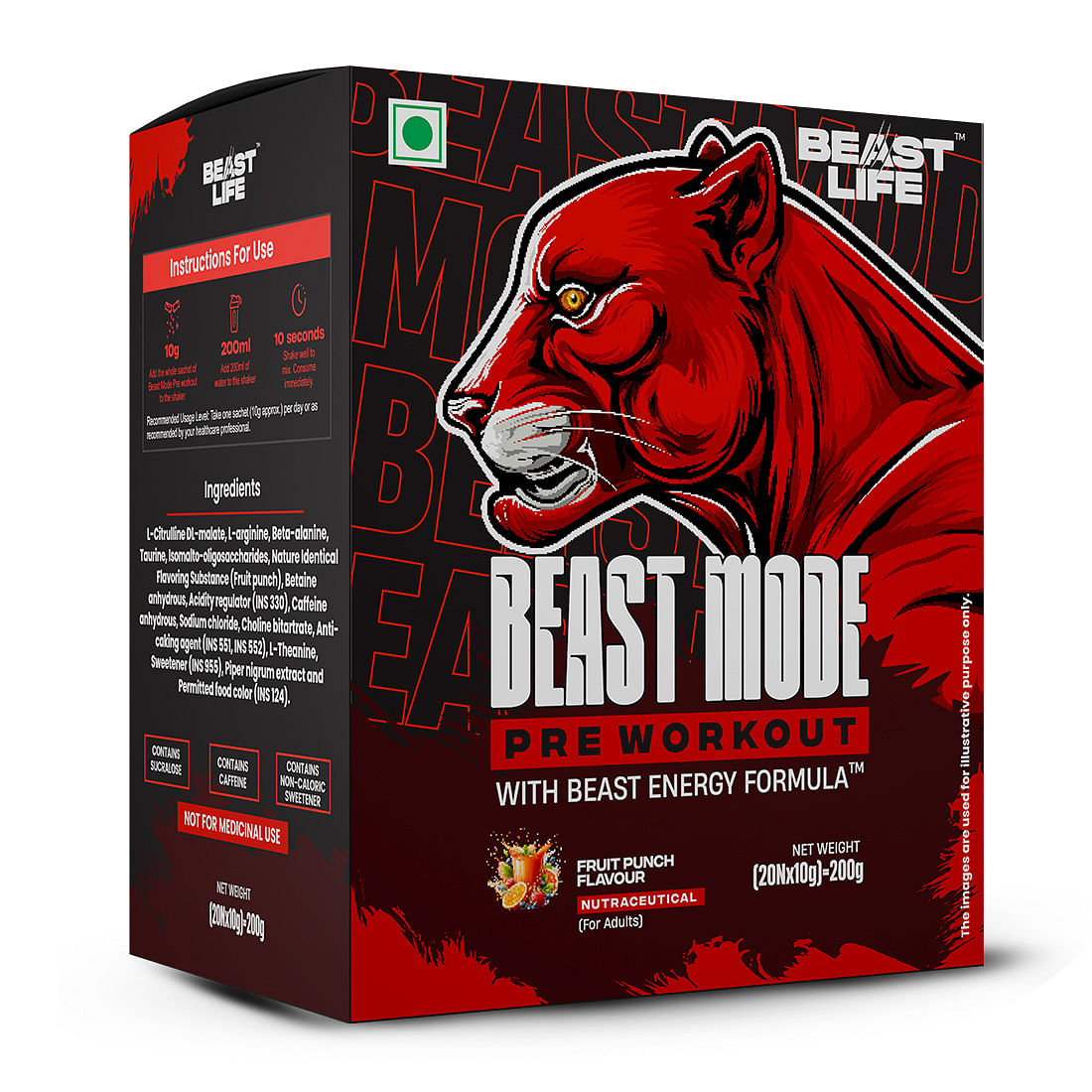 

BEASTLIFE PRE WORKOUT WITH BEAST ENERGY FORMULA (10gx20N=200g)