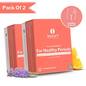 Inaari Period Oral Strips for Healthy Periods Management of Period Cramps, Heavy Bleeding, Irregular Periods Supports Hormonal Balance Free Travel Pouch 2 pack (60 Oral Strips)