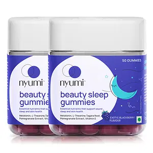 Nyumi Beauty Sleep Gummies With Melatonin| For Deep Sleep, Reduced Stress and Improved Focus | Non Addictive & No Next Day Drowsiness | 60 Days Pack