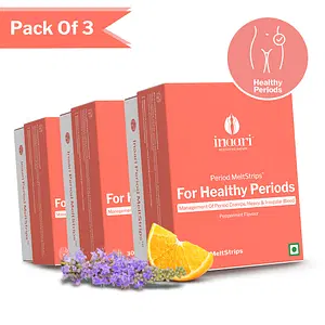 Inaari Period Oral Strips for Healthy Periods Management of Period Cramps, Heavy Bleeding, Irregular Periods Supports Hormonal Balance Free Travel Pouch 3 pack (90 Oral Strips)