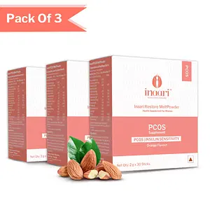 Inaari Restore Powder for PCOS Management - 30 Sticks | D Chiro Inositol | Nutritional Supplement for Women - Pack Of 3