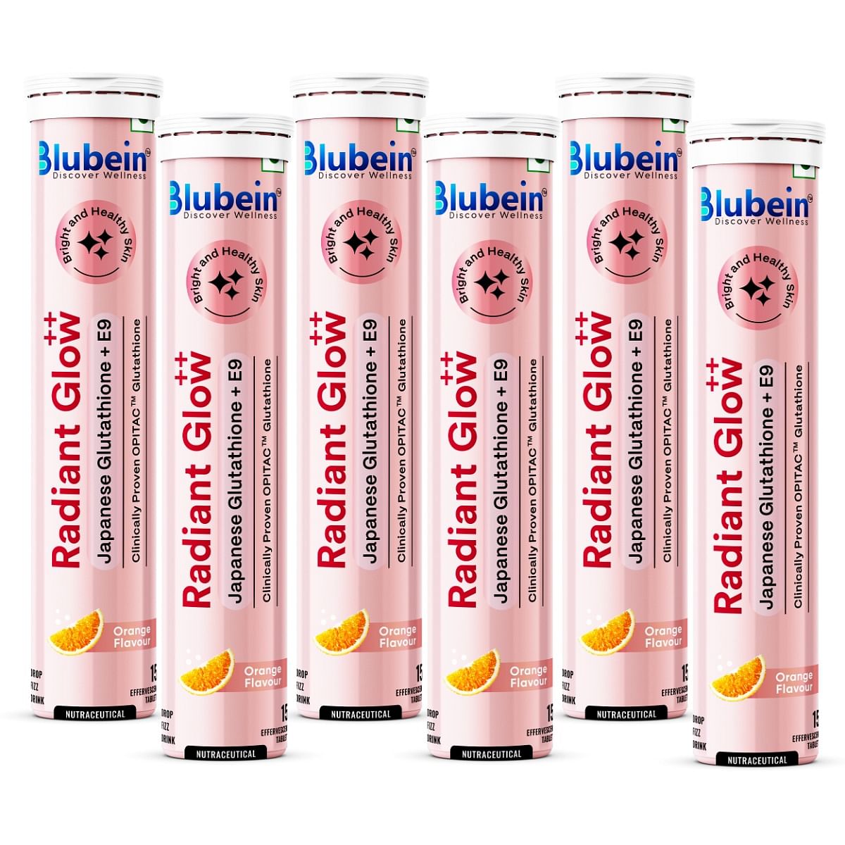 

Blubein Skin Radiant Glow Drink| Japanese OPITAC GLUTATHIONE for Healthy & Glowing Skin | 600mg L-Glutathione & Vitamin C for Clear Skin | Orange F...