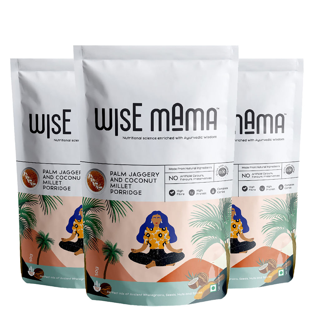 

Wise Mama Palm Jaggery And Coconut Millet Porridge (Daliya / Dalia), High Fibre, High Protein, Complex Carbs, Gluten Free - 50 Gm (Pack Of 3)