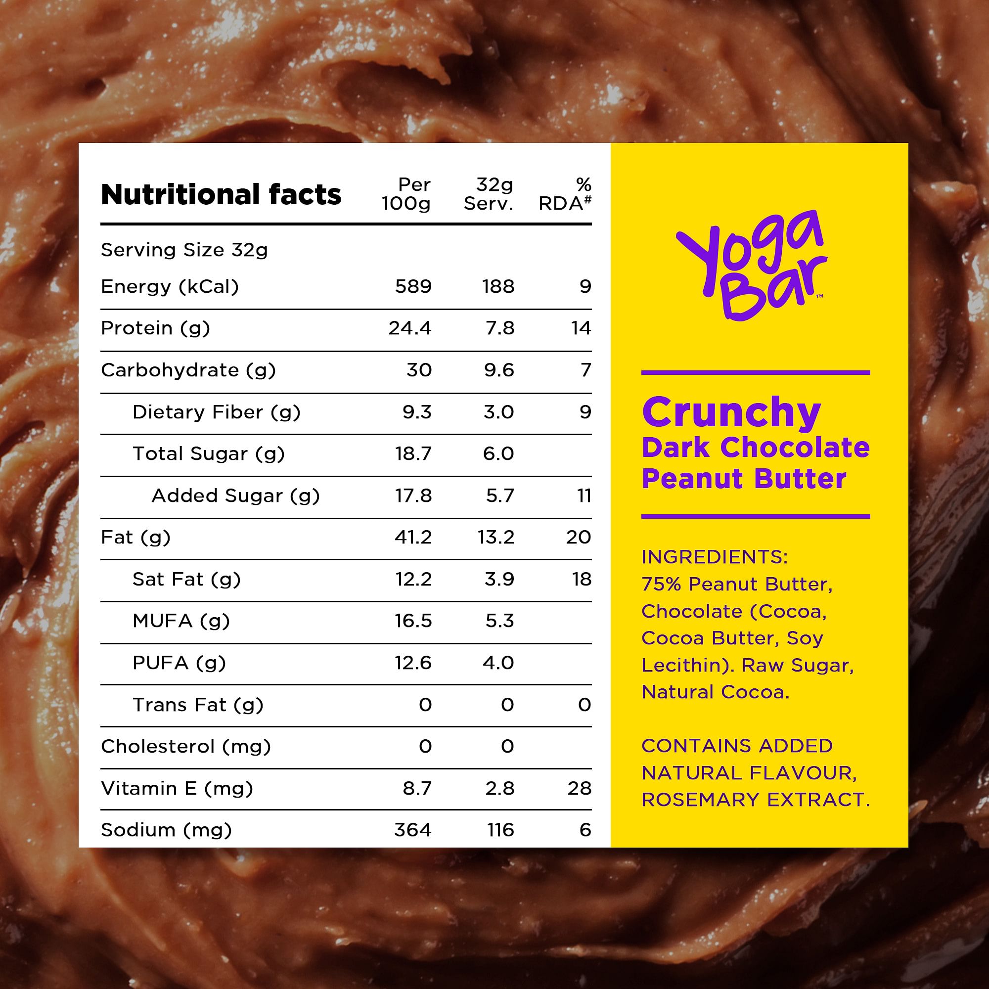 

Yogabar Crunchy Peanut Butter 1kg | Dark Chocolate Peanut Butter Crunchy with No Palm Oil & Anti-Oxidants | Creamy, Crunchy & Chocolatey | Non GMO...