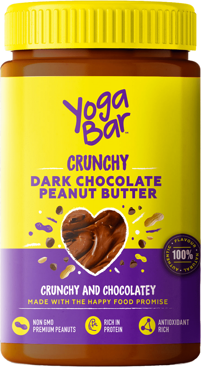 Yogabar Crunchy Peanut Butter 1kg, Dark Chocolate Peanut Butter Crunchy  with No Palm Oil & Anti-Oxidants, Creamy, Crunchy & Chocolatey