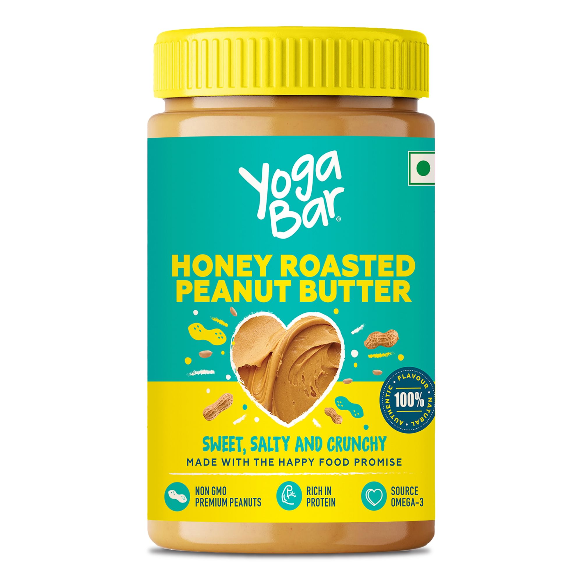 

Yogabar All Natural Honey Peanut Butter 400g | Sweet, Salty and Crunchy| Slow Roasted & Slow Ground Non GMO | Rich in Omega 3 & Protein | No Palm Oil