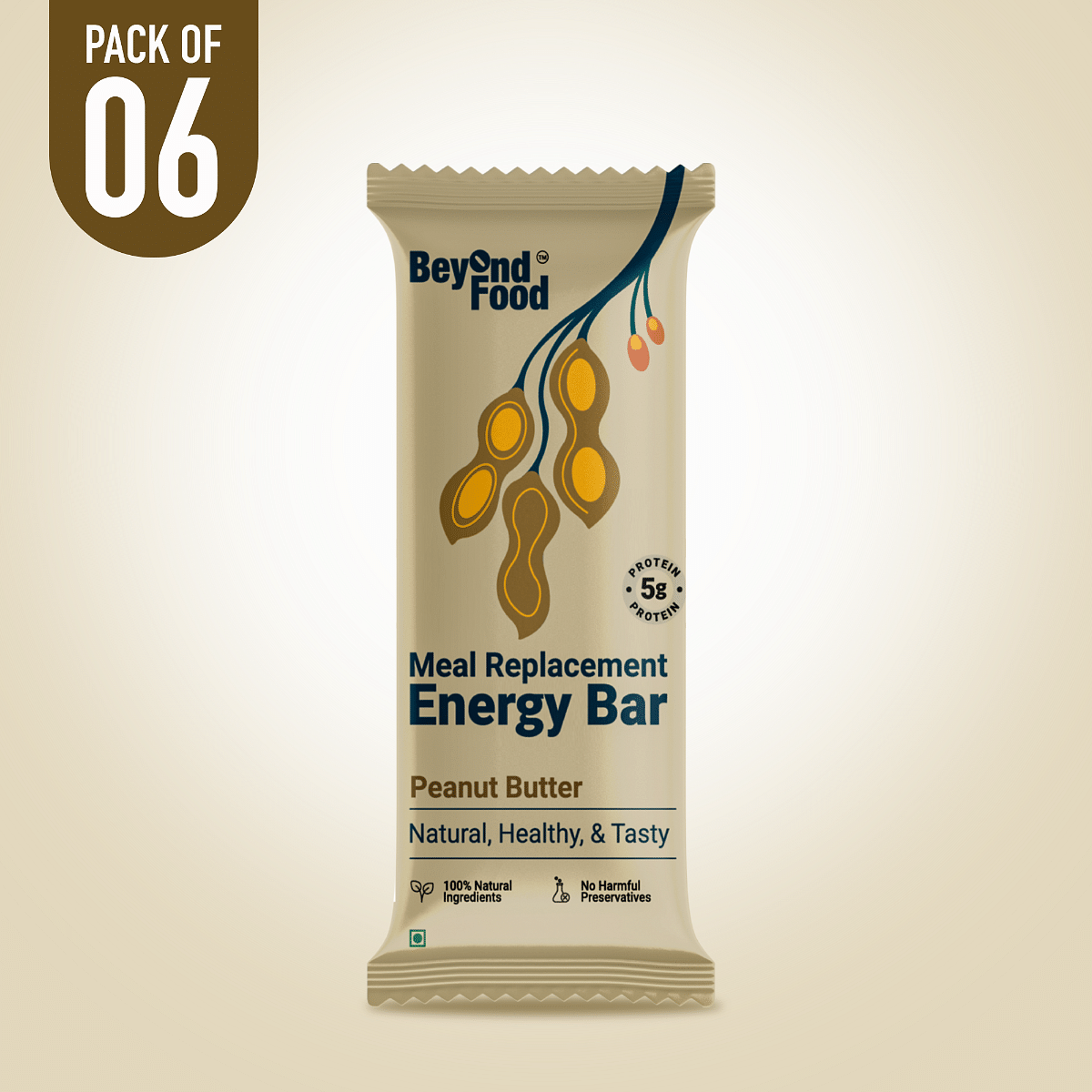 

Beyond Food Meal Replacement Energy Bars - Peanut Butter | Pack Of 6 | 6x50G