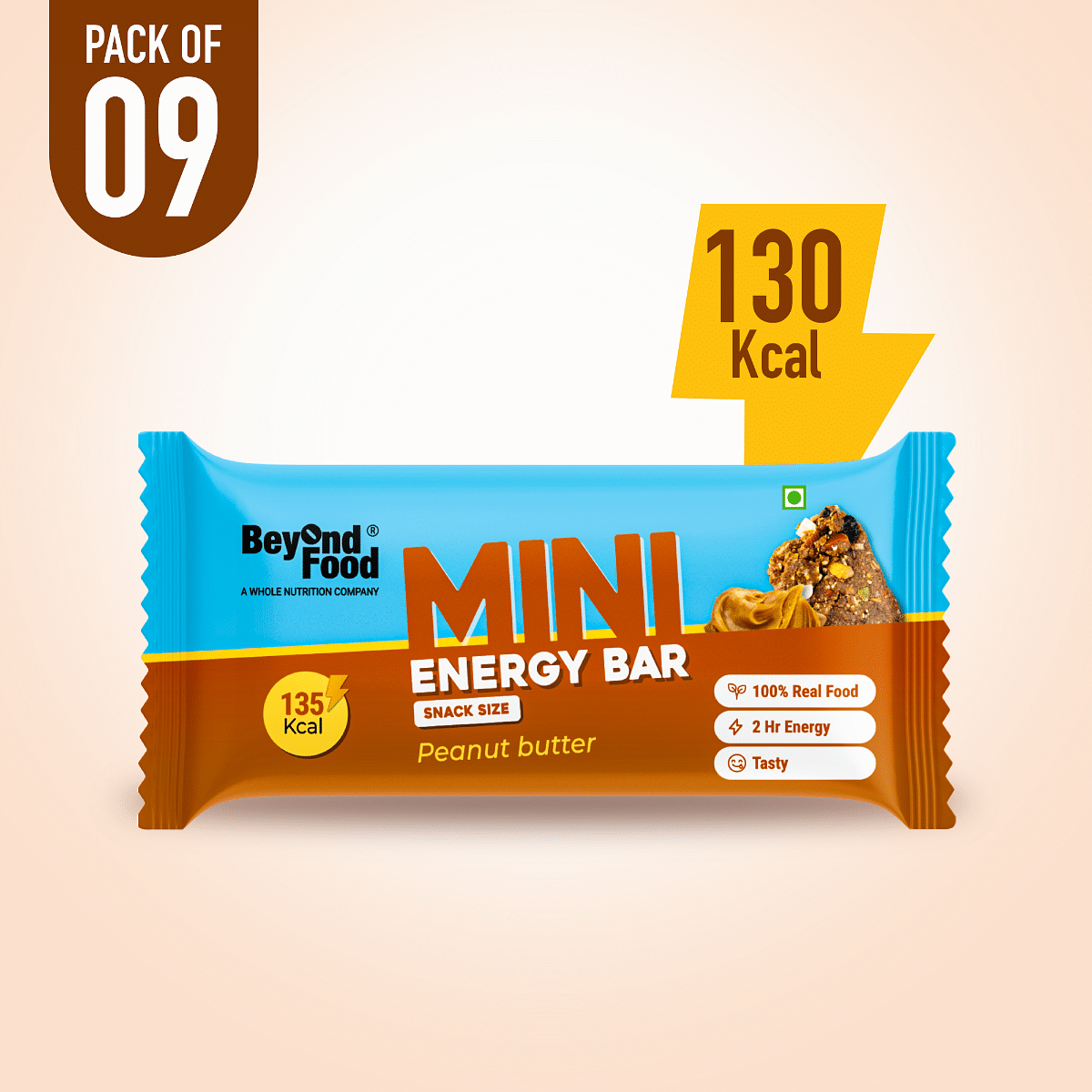 

Beyond Food Mini Energy Bars - Peanut Butter | Pack of 9 | 9x30g