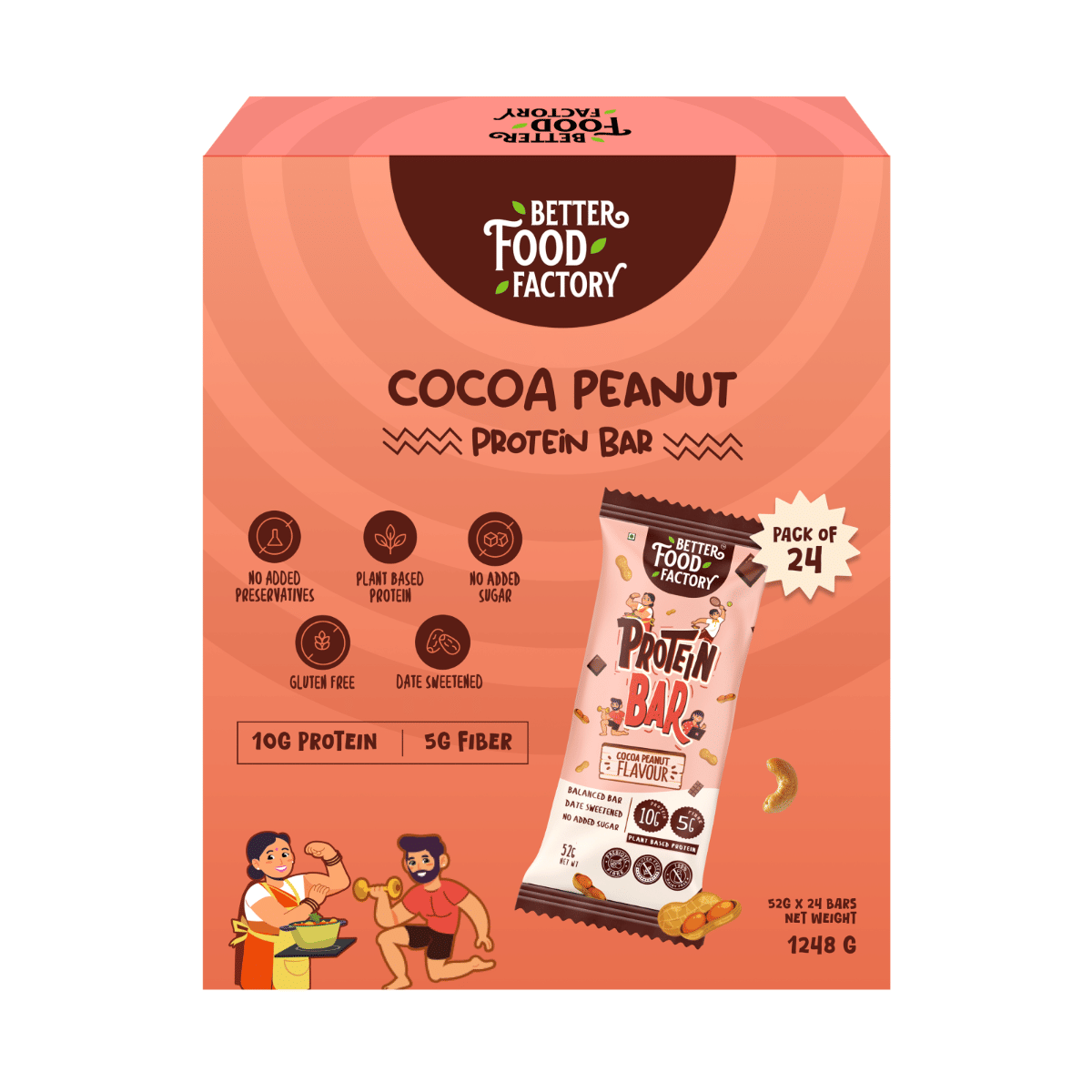 

Better Food Factory Cocoa Peanut 10G Protein BarPack of 24