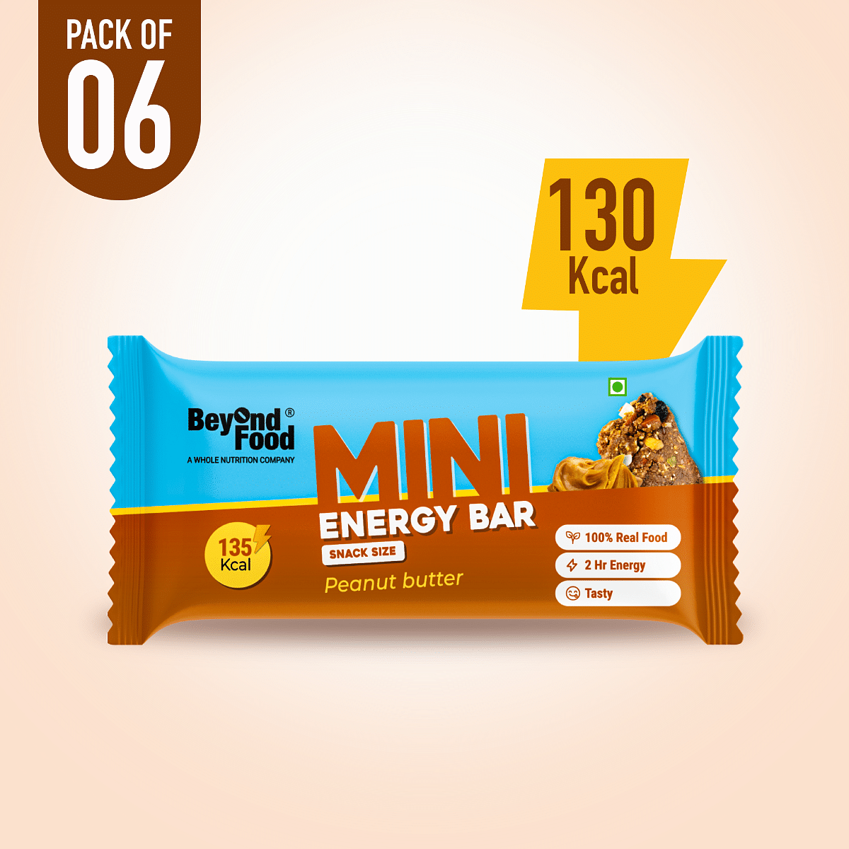 

Beyond Food Mini Energy Bars - Peanut Butter | Pack Of 6 | 6x30G