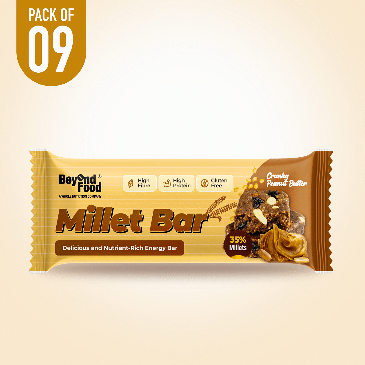 

Beyond Food Millet Bar - Peanut Butter | Pack of 9 | 9x40g