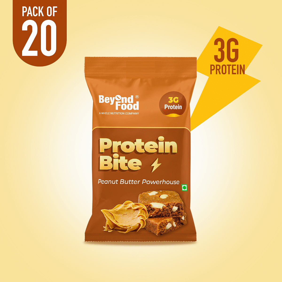 

Beyond Food Protein Bites - Peanut Butter Powerhouse | Pack Of 20 | 20x12G