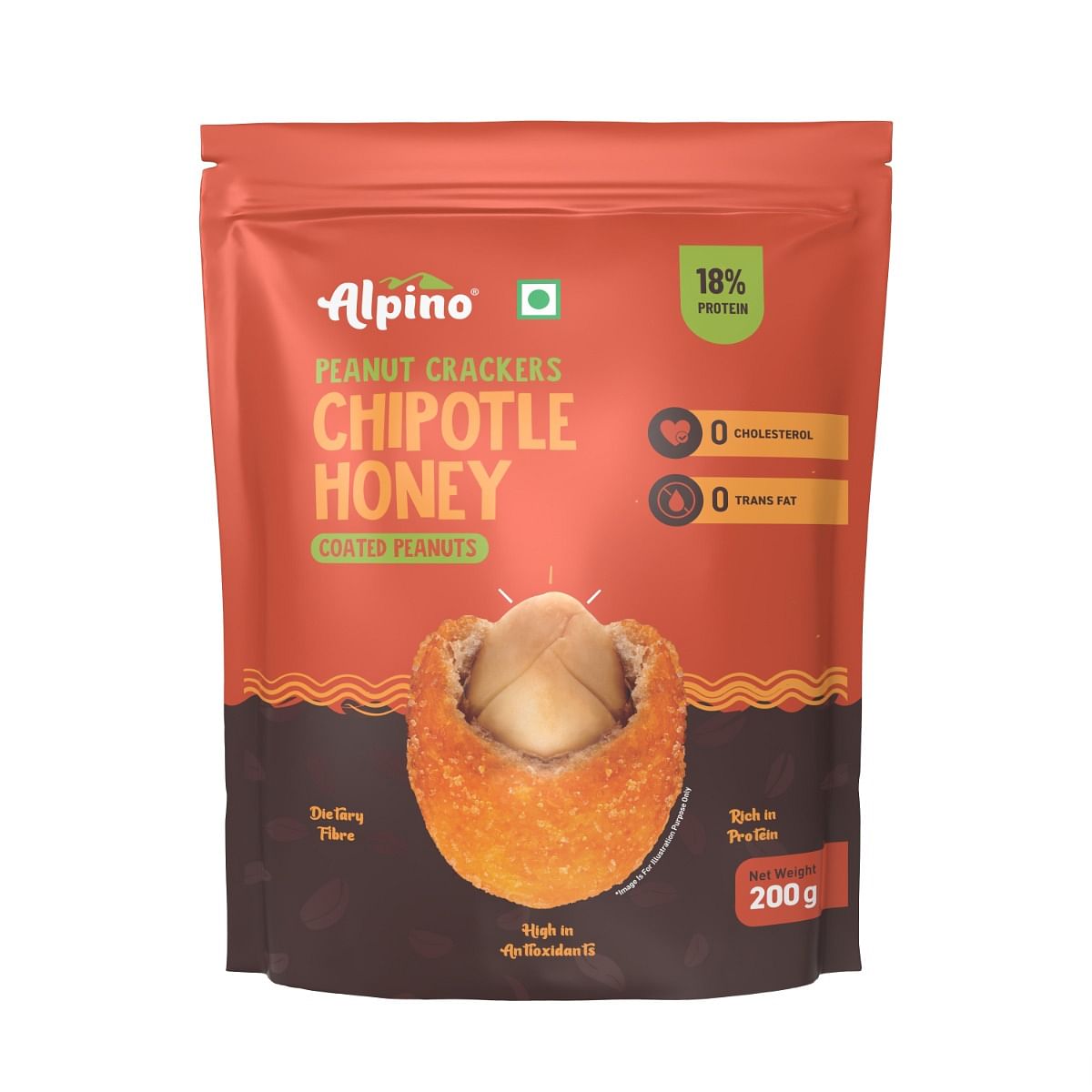 

Alpino Peanut Crackers Chipotle Honey 200g – Made with Roasted Peanuts & Chipotle Honey Seasoning - 18g Protein, 0 Cholesterol, 0 Trans Fat, Health...