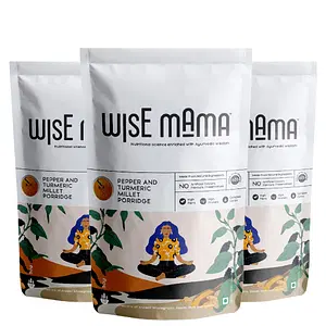 Wise Mama Pepper And Turmeric Millets | Breakfast Cereals | High Fibre | High Protein | Complex Carbs | Gluten Free | Ready to Cook - 50 Gm (Pack Of 3)