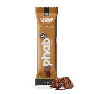 Phab Protein Bar – 21g protein, No Preservatives, No Artificial Sweeteners, Zero Trans Fats: Pack of 6x 65g (Chocolate Brownie)
