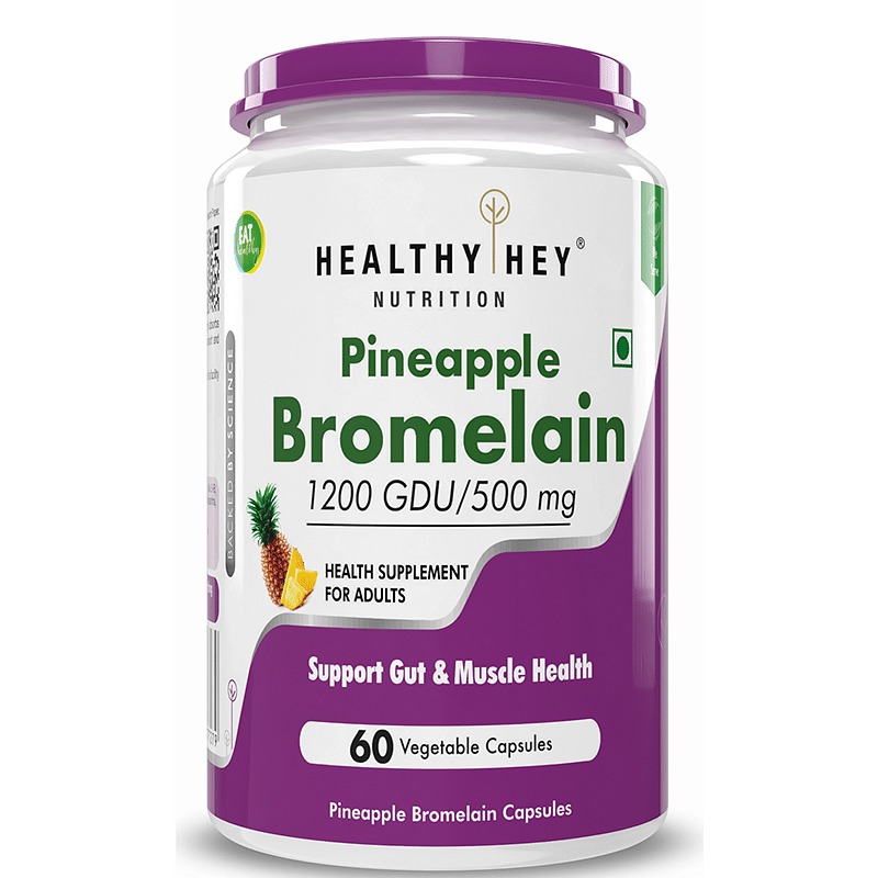 

Healthyhey Nutrition Bromelain Digestive Enzyme- High Concentrate - 1200 Gdu/G - 500 Mg 60 Veg Caps (Pack Of 1)