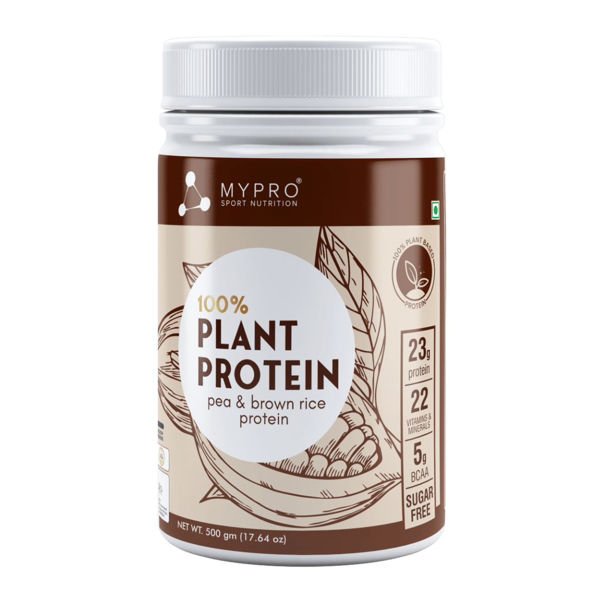 Mypro Sport Nutrition Plant Protein Powder Pea & Brown Rice Protein (23g protein,22 Vitamins & minerals,5g BCAA) Plant Based Vegan Protein Supplement - Coffee Caramel Flavour-image-9