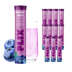 PLIX Hyaluronic Acid 15 Effervescent Tablets For Radiant Skin | Blueberry Flavor Pack Of 12 | Superfoods Enriched | Supports Skin Hydration | Helps To Reduce Fine Lines | Vegan