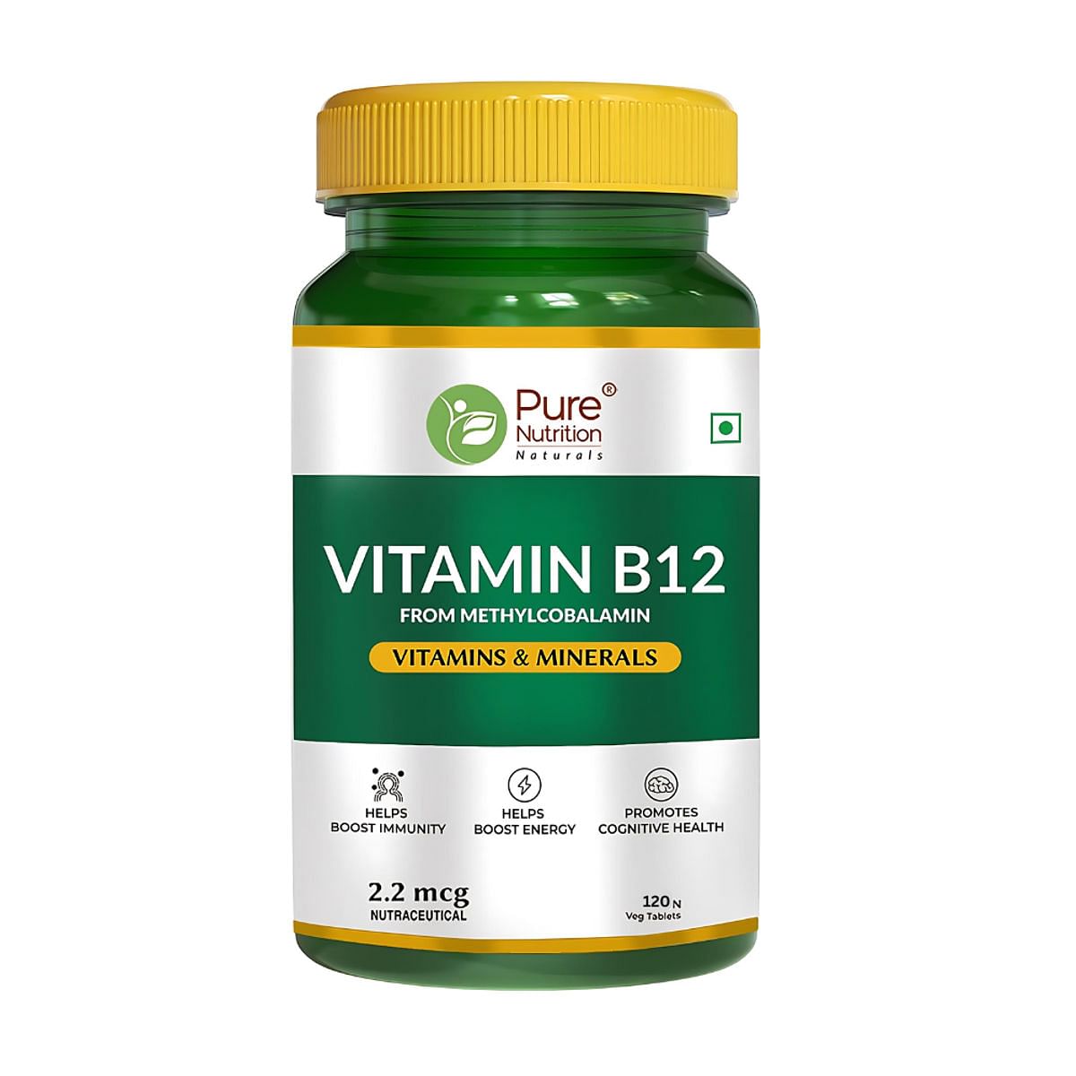 

Pure Nutrition Vitamin B12(Methylcobalamin)1500mcg Boosts Energy & Improves Brain Health (120 Tablets)