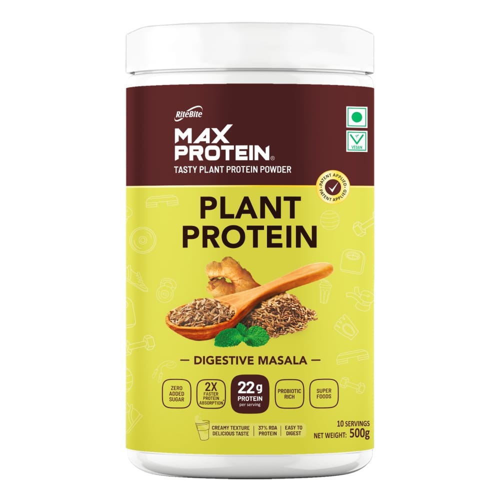 RiteBite Max Protein Plant Protein Powder 500g 22gm Tasty Plant