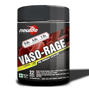 NEULIFE VASO-RAGE Extreme Pre-Workout Catalyst w/Vasodilators, Nootropics & Adaptogens 300g (Lemon Lime)